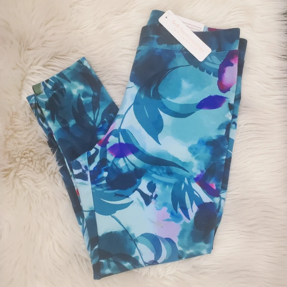 Soft surroundings floral cotton ankle leggings